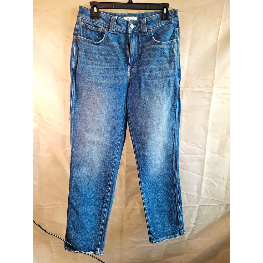 Madewell Women's Blue Medium Wash Denim Straight Jeans, High Rise, Vintage